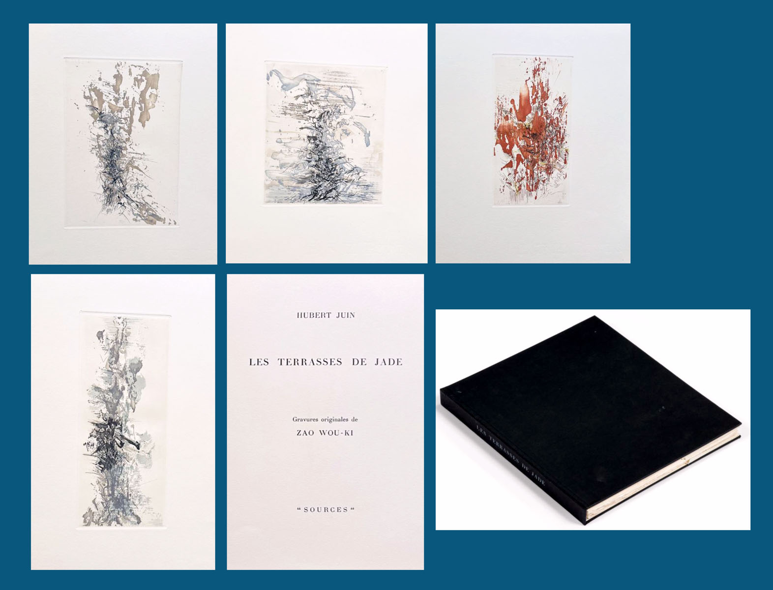 Zao Wou-ki; Hubert Juin. Les Terrasses de jade. With four etchings by Zao Wou-ki. 1962.